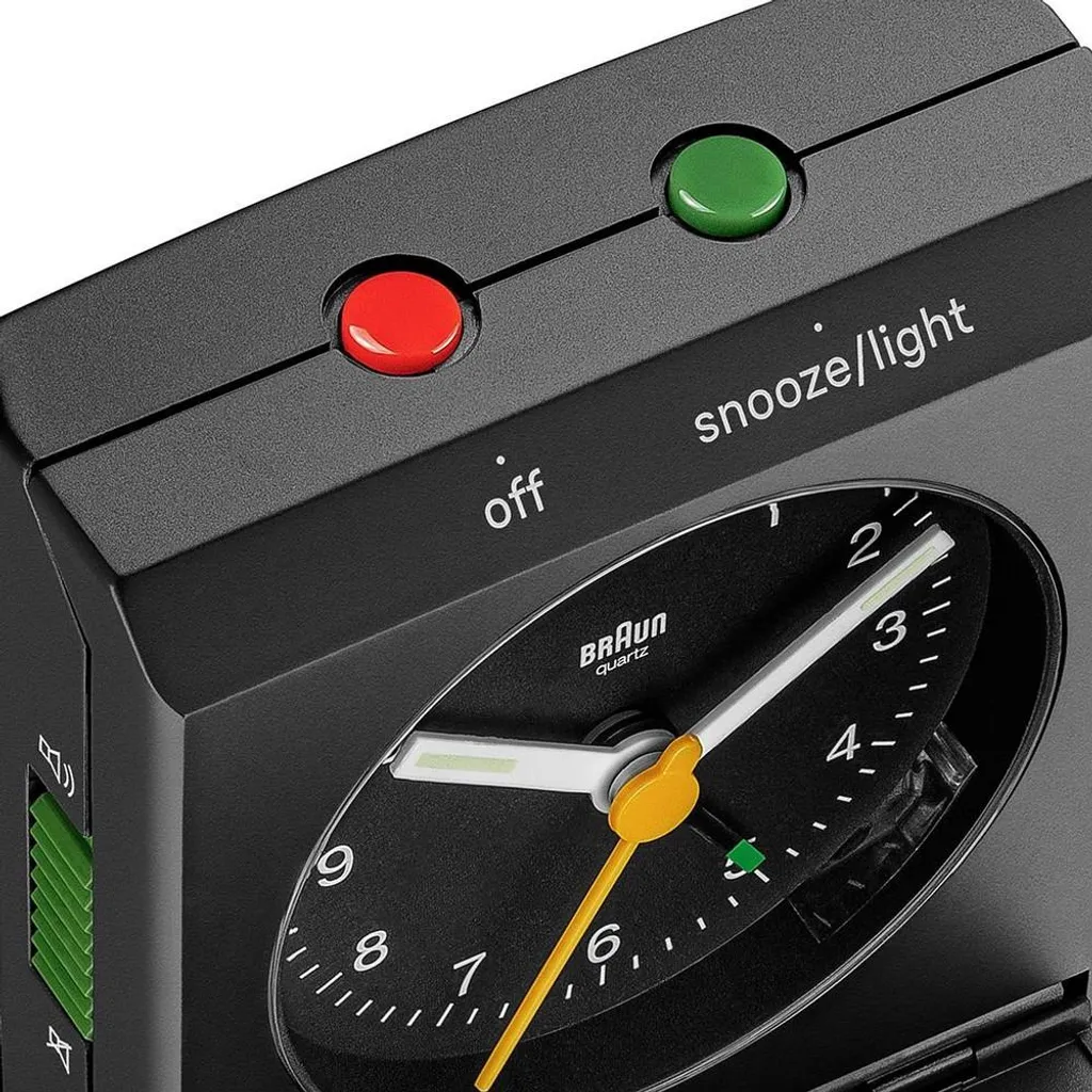 Braun BC05B Réveil Quartz Analogique Noir Classique Haute Précision