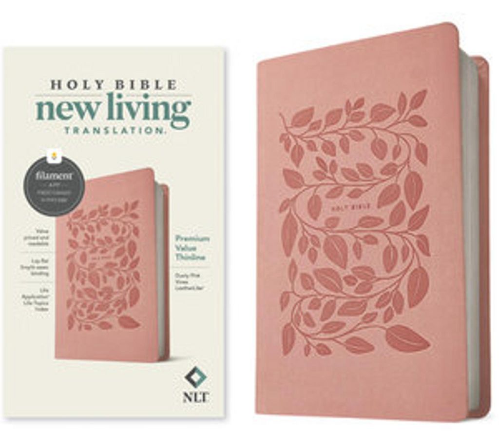 NLT Premium Value Thinline Bible, Filament Enabled (Leatherlike, Dusty Pink Vines)