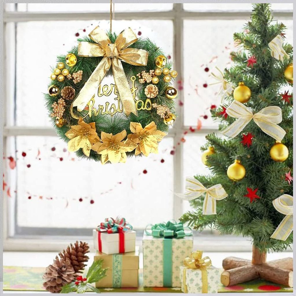 Weihnachtskränze Mit LED-Kerzen 40,6cm - 2 Stück Set Mit Fernbedienung Für Haustür