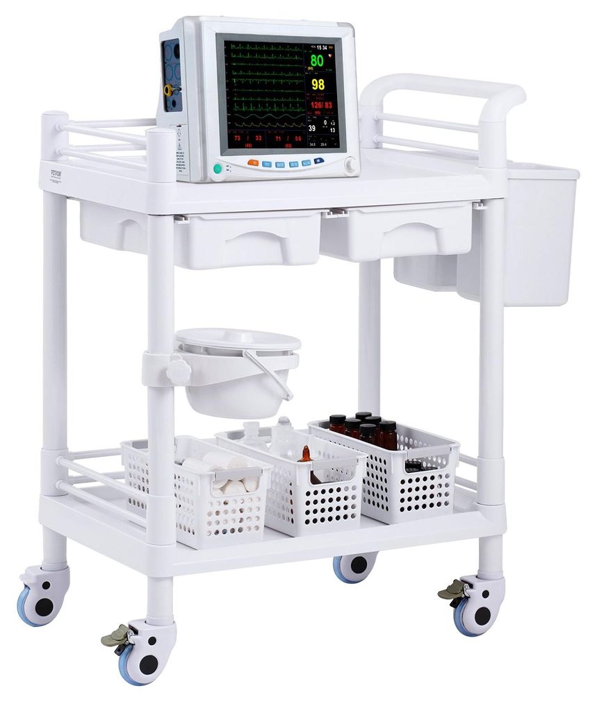 Carrito de laboratorio VEVOR de 2 niveles, con 2 estantes, Imagen del producto 