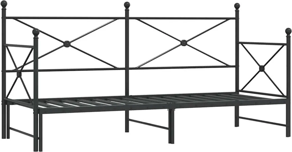 Lit de jour extensible 80x200 cm noir en acier pour gagner de la place