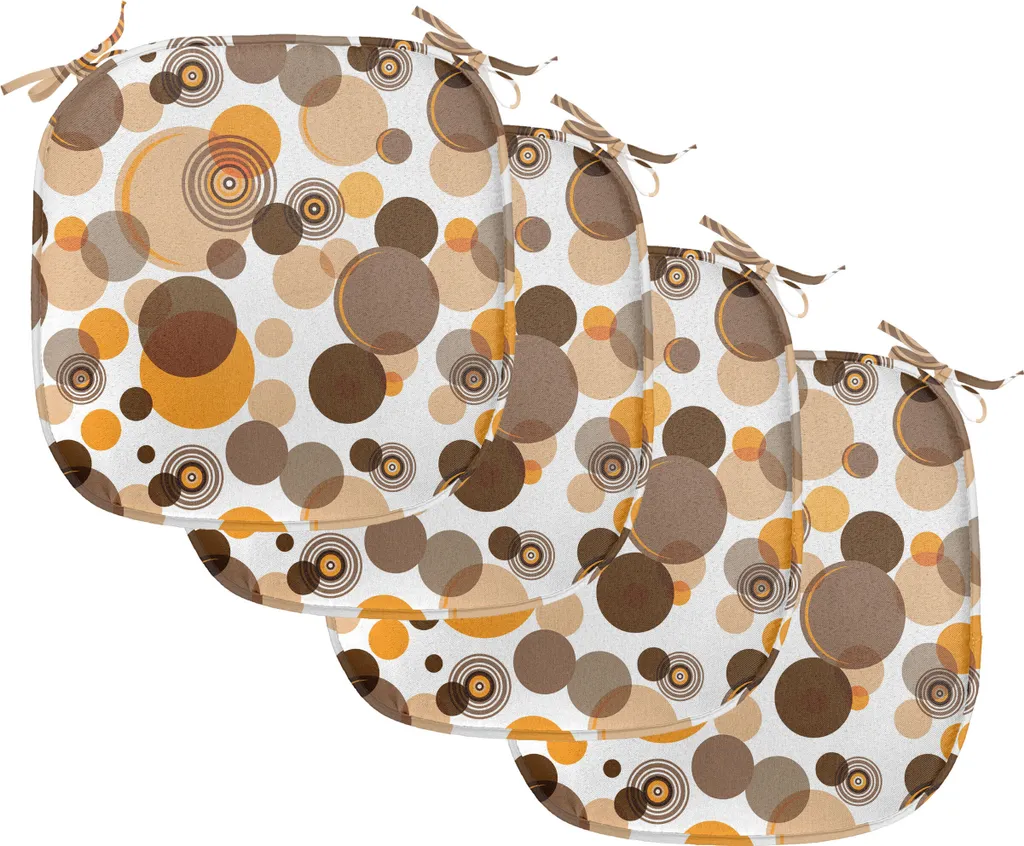 ABAKUHAUS Rivestimenti color terra per sedie da sala da pranzo, macchie caotiche ad anello, cuscini decorativi impermeabili con cinturini per sedie da cucina, 40 cm x 40 cm, confezione da 4, arancione marrone tan - 1