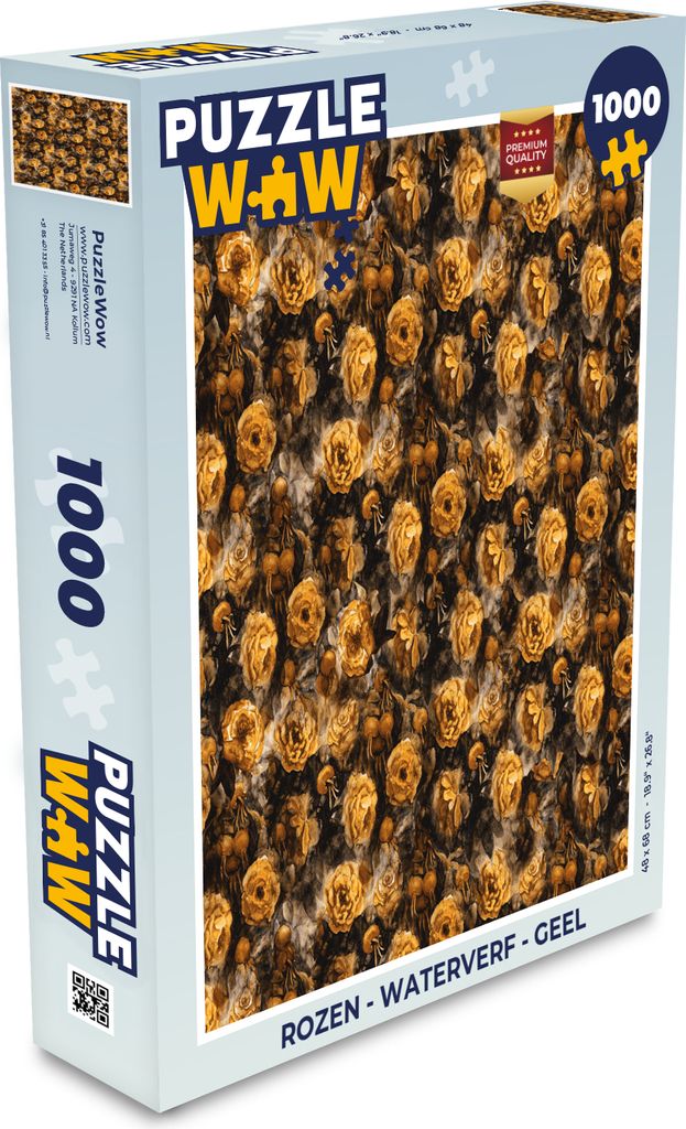 MuchoWow Puzzle 1000 Teile Rosen - Aquarell - Gelb - Spielzeug - Alt und Jung - Spiele - Puzzeln