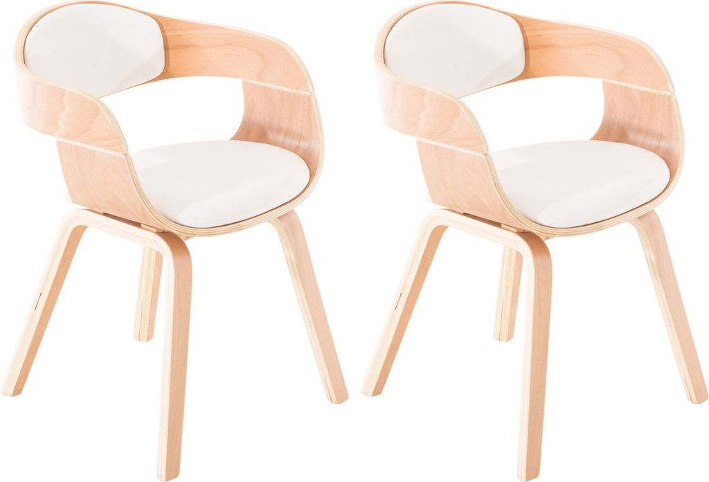 2er Set Stühle HLO-CP61 Kunstleder natura/weiß