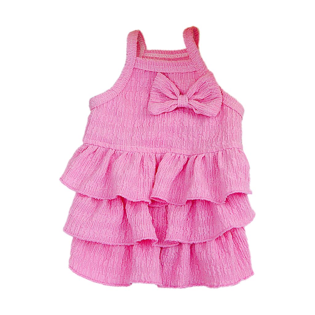 Hundekleid, weich, bequem, atmungsaktiv, bezauberndes Haustier-Hundekleid mit mehrlagigem Saum und Schleife, für den Alltag