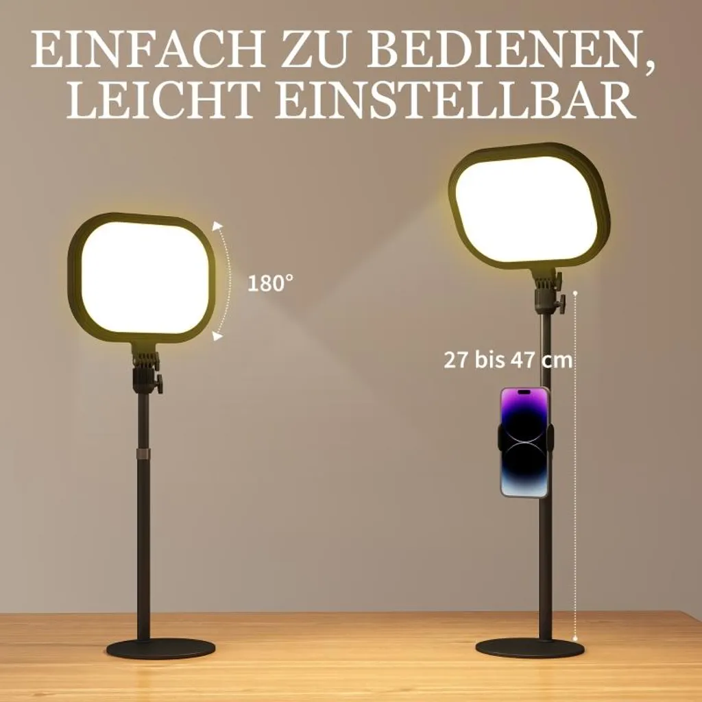 Fortuna Lai Lampada LED con Supporto Telefono | Metallo Nero Elegante - 7
