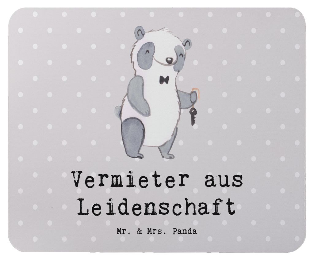 Mr. & Mrs. Panda Mauspad Vermieter Leidenschaft - Grau Pastell - Geschenk, Mousepad, Mouse Pad, laptop, mousematte