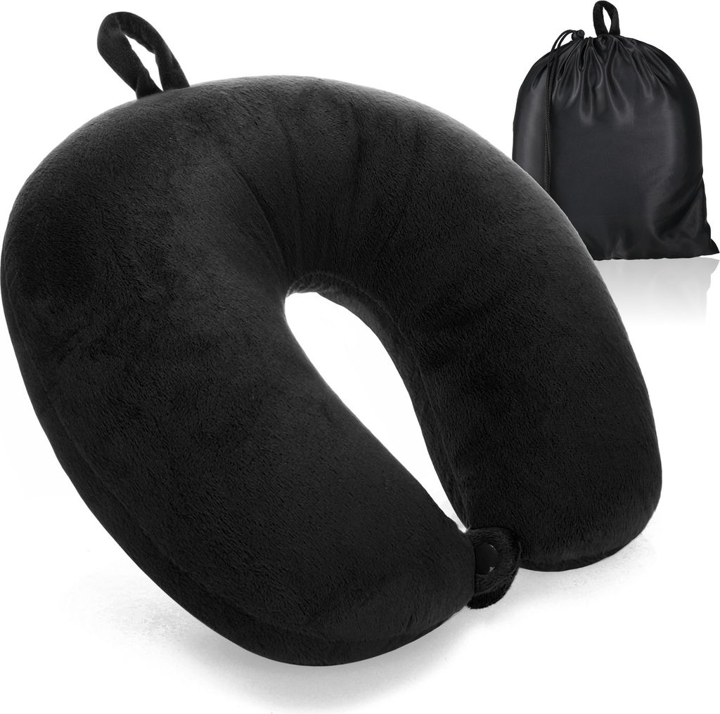 com-four Premium Nackenkissen - Nackenstützkissen mit Memory Foam - Nackenhörnchen für Erwachsene - samtweiches Reisekissen für Flugzeug, Aut...