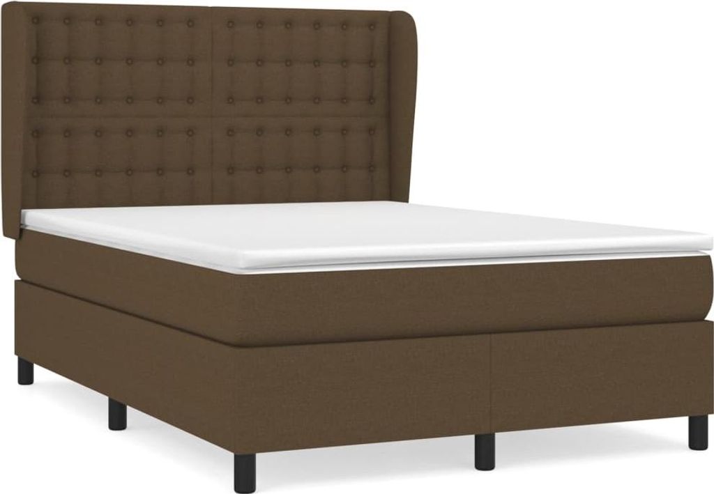 vidaXL Boxspringbett mit Matratze Dunkelbraun 140x190 cm Stoff