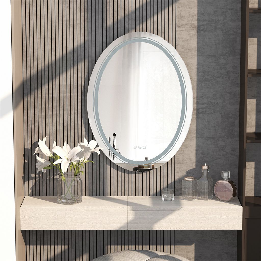 WISFOR LED Koupelnové zrcadlo kulaté 50×70 cm Nástěnné Obrázek produktu 5