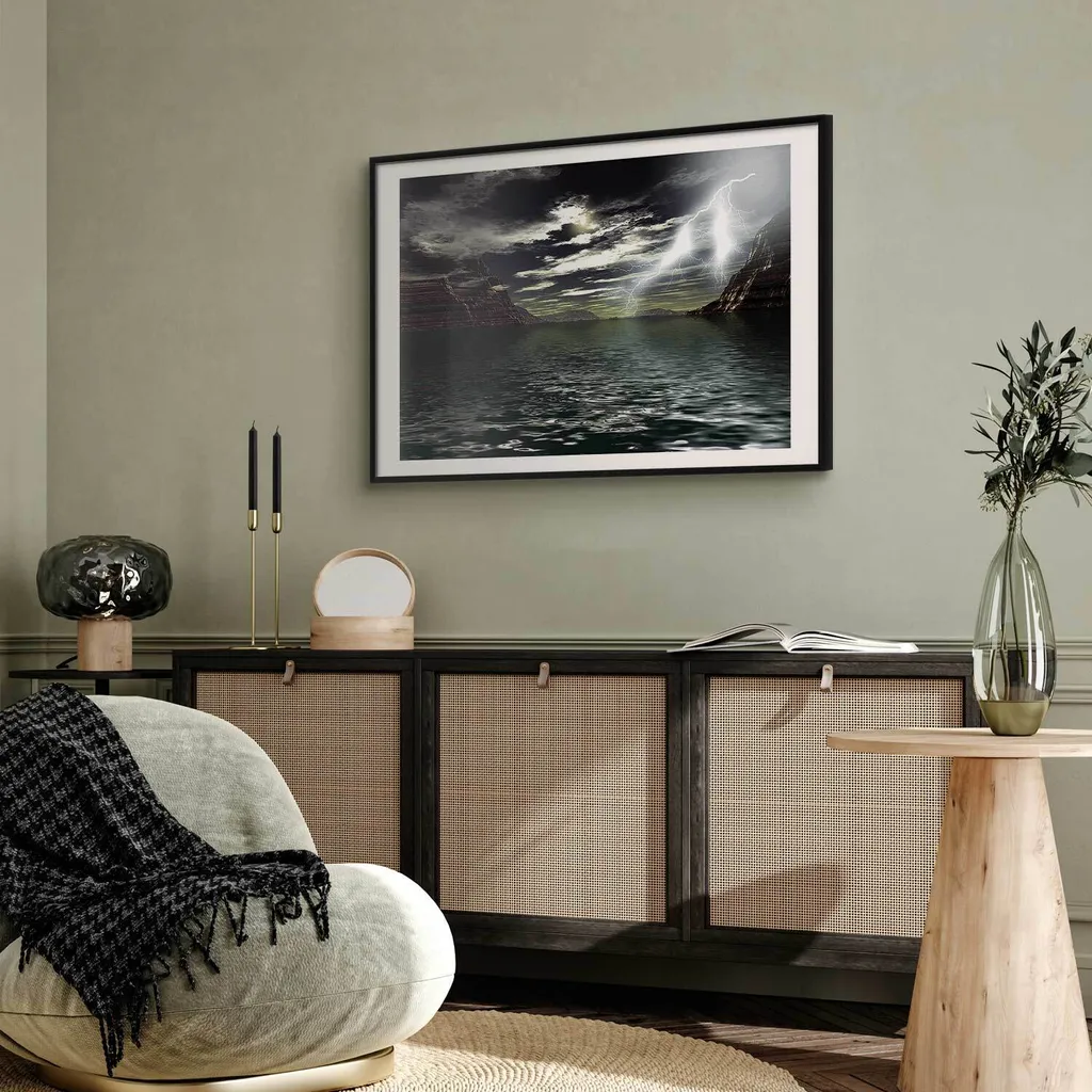 Poster Storm 90x60 cm con Cornice Nera Elegante - Arredo Casa Moderno - 2