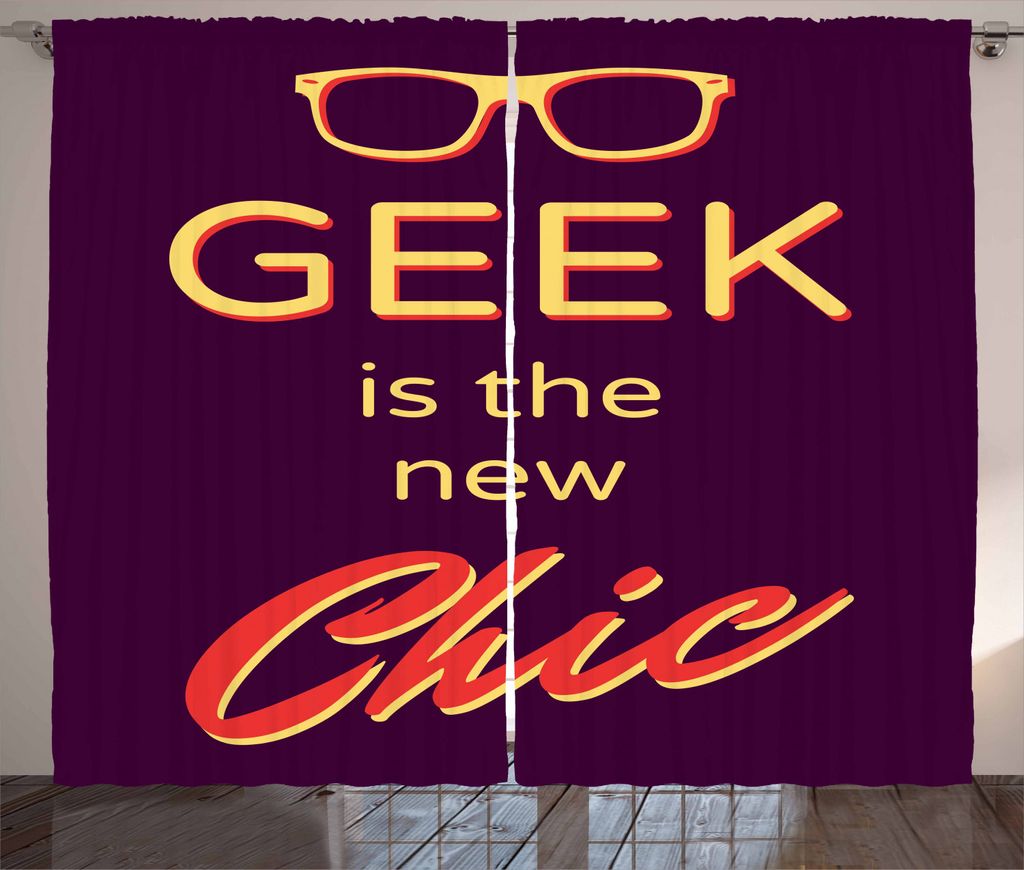 ABAKUHAUS Geek Rustikaler Vorhang, Typografie-Hipster-Zitat, Wohnzimmer Universalband Gardinen mit Schlaufen und Haken, 280 x 225 cm, Zinnoberrot S...