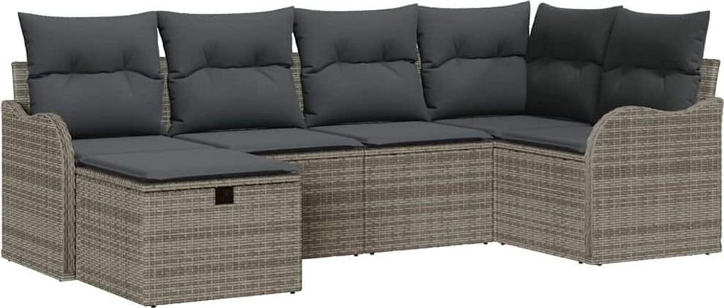 Best Möbel Garten-Sofa-Set 6 pcs - Grau 232,5x122,5x85 cm Poly Rattan - Gartensofas A3358978