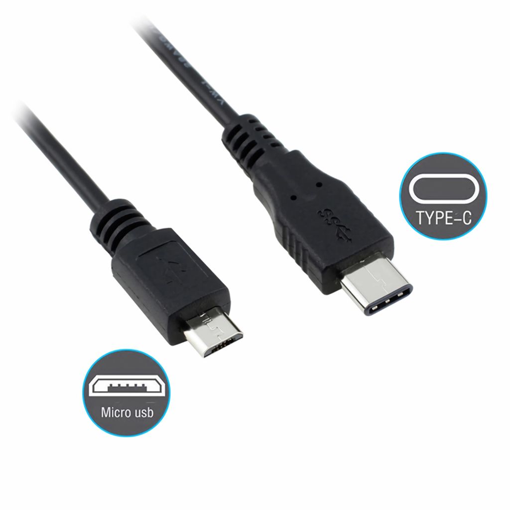 R19 USB-C auf Micro-USB 2.0 Daten- & Ladekabel – USB 3.1 Typ-C Stecker, Schnellladen & Datenübertragung, 1 m
