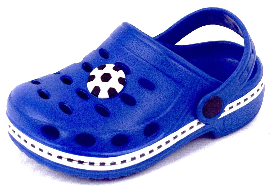 Kinder Clogs Gartenclogs Hausschuhe Sandalen Fußball Blau Produktbild 