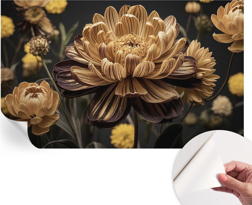 Selbstklebende Wandtapete - Dekorative Tapete für Wohnzimmer - Klebefolie für Wandbilder - Tapetenfolie für Wanddekoration - 416x254 - Florale E...
