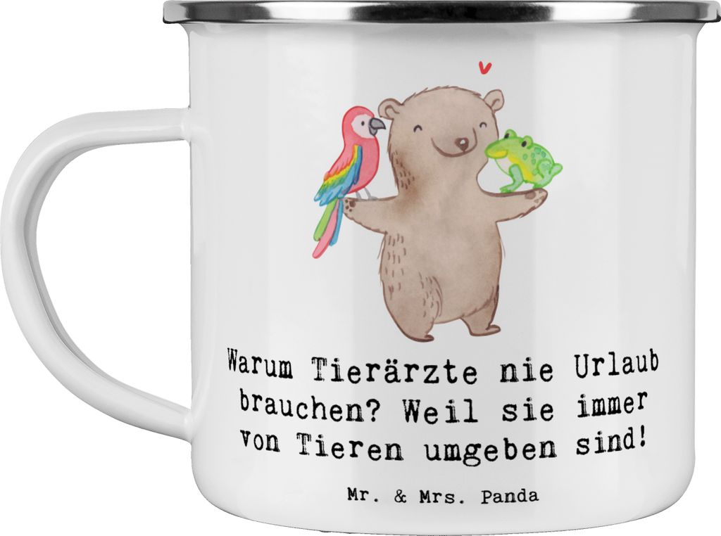 Mr. & Mrs. Panda becher emaille Tierarzt Freude - Weiß - Geschenk, Pott, Tasse, Berufsgestaltung, Liebe zu Tieren, Operation, Teetasse, Veterinär...