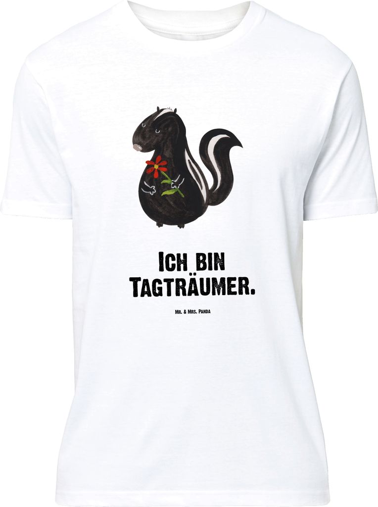 Mr. & Mrs. Panda Größe M T-Shirt Stinktier Blume - Weiß - Geschenk, mit Spruch, Shirt, Herren, Raubtier, Verträumt, Skunk, Träume, Wildtier, T...