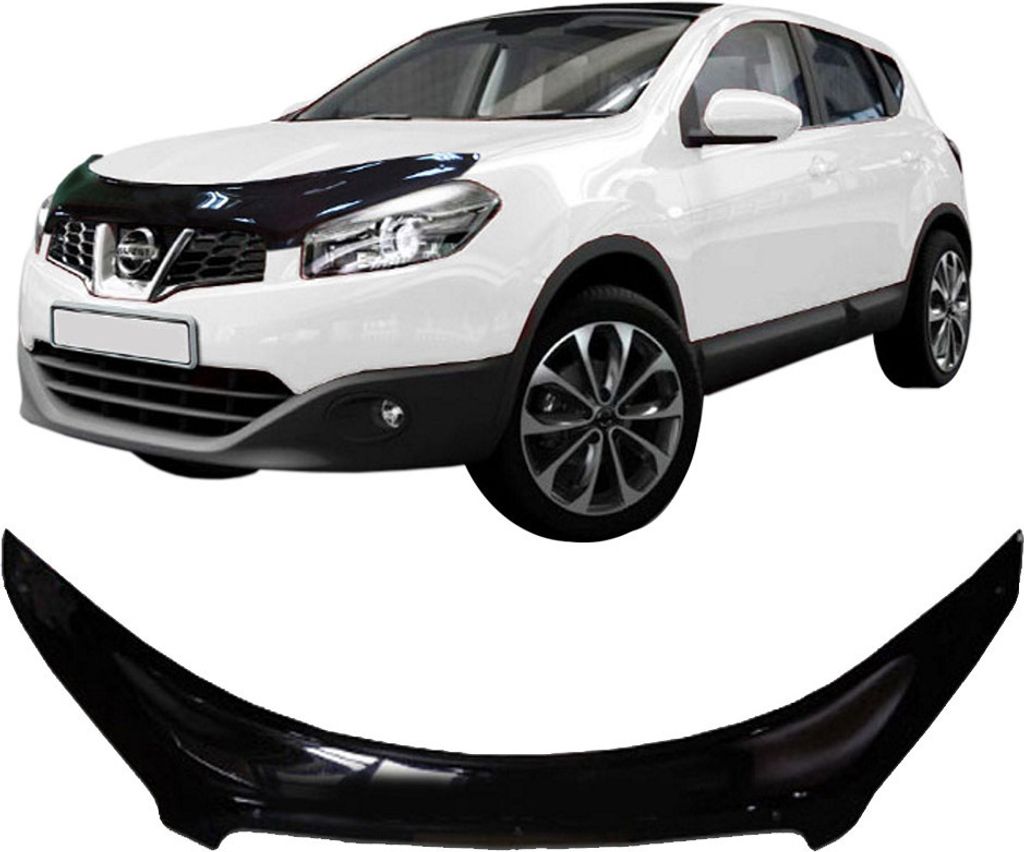 SCOUTT | Motorhaube Windabweiser Insekten Steinschlagschutz Für Nissan Qashqai 2010-2013, Aerodynamisch, Einfache Montage, Getönt, Spezielle Halt...