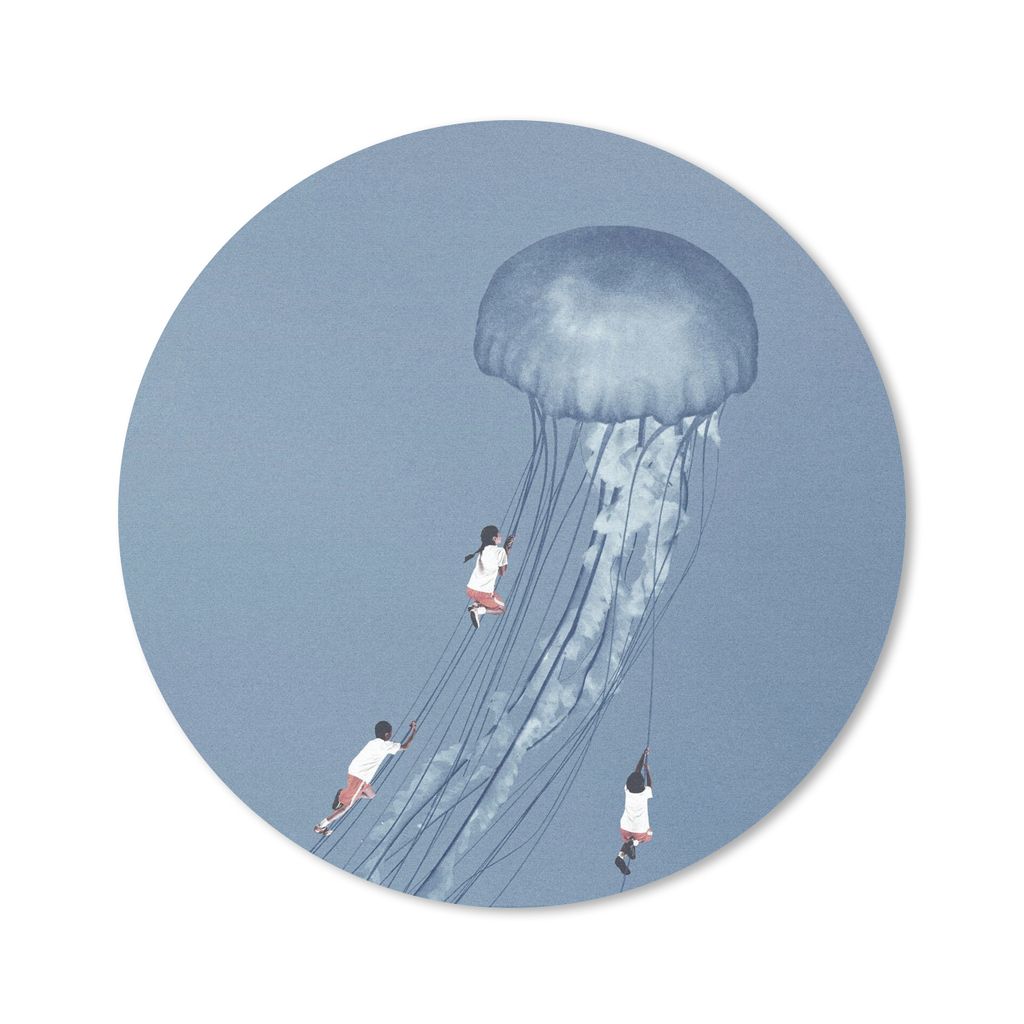 MuchoWow Mauspad Mousepad Kinder - Quallen - Meerestiere - Vintage 30x30 cm - Mousepads - Maus Mat - Pad - Mausunterlage - Tischunterlage - Schre...