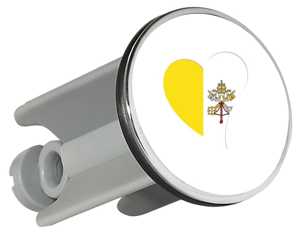 Huuraa Waschbeckenstöpsel Vatikanstadt Flagge Herz 4cm höhenverstellbar Abflussstopfen Geschenkidee