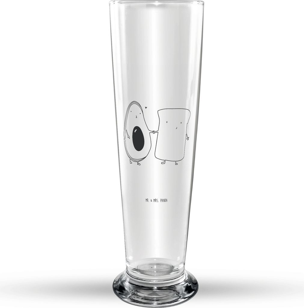 Mr. & Mrs. Panda Bierglas Avocado Toast - Transparent - Geschenk, Glasbecher, Hochzeitsgeschenk, Freundin, Veggie, Glasbierglas, Pärchen, Bierbech...
