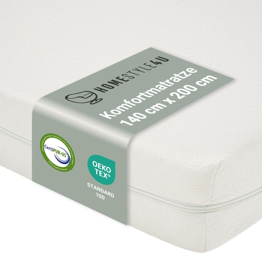 Homestyle4u Matratze 140x200 cm | 10 cm | Komfortmatratze Rollmatratze Schaumstoff Weiß