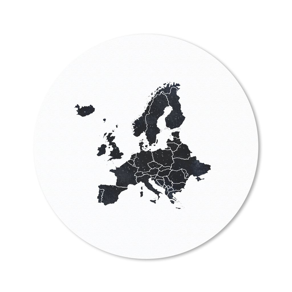 MuchoWow Mauspad Mousepad Europa-Karte - Schwarz und weiß 20x20 cm - Mousepads - Maus Mat - Pad - Mausunterlage - Schreibtischmatte