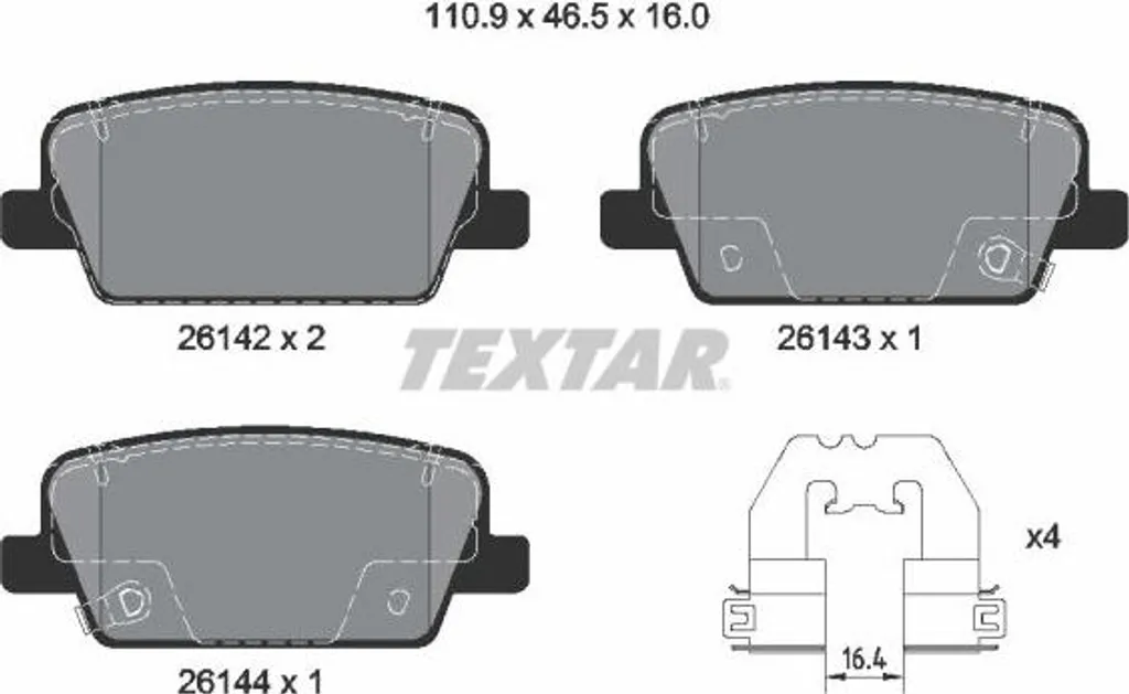 Jeu de plaquettes de frein à disque Textar compatible Santa Fe 2614201