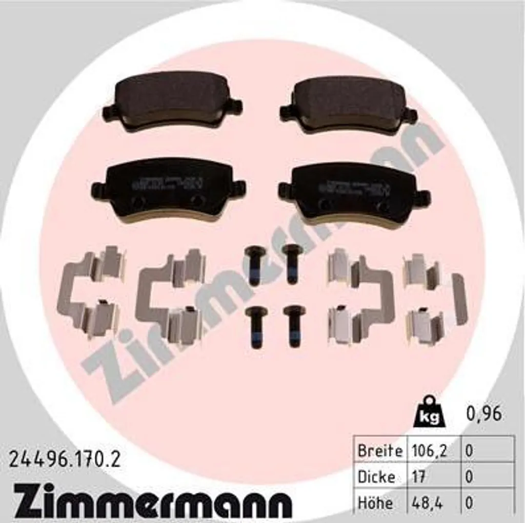Zimmermann 24496.170.2 Jeu de Plaquettes de Frein Disque pour Volvo XC60