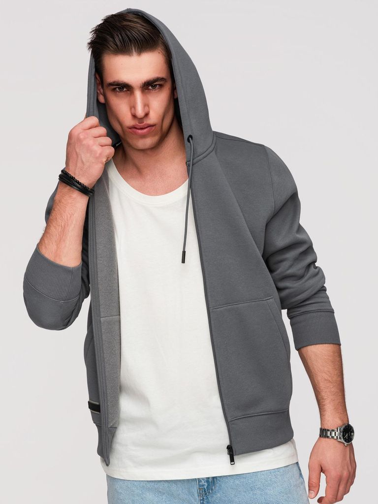 Ombre Clothing Sweatshirt mit Reißverschluss für Männer Agoina graphit XL