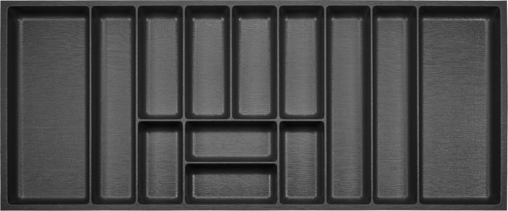 ORGA-BOX III Besteckeinsätze Tiefe 473 mm, Höhe 50,5 mm anthrazit Schubladeneinsätze Breite 1091 mm für Schubladen 1200 mm Canvas-Struktur