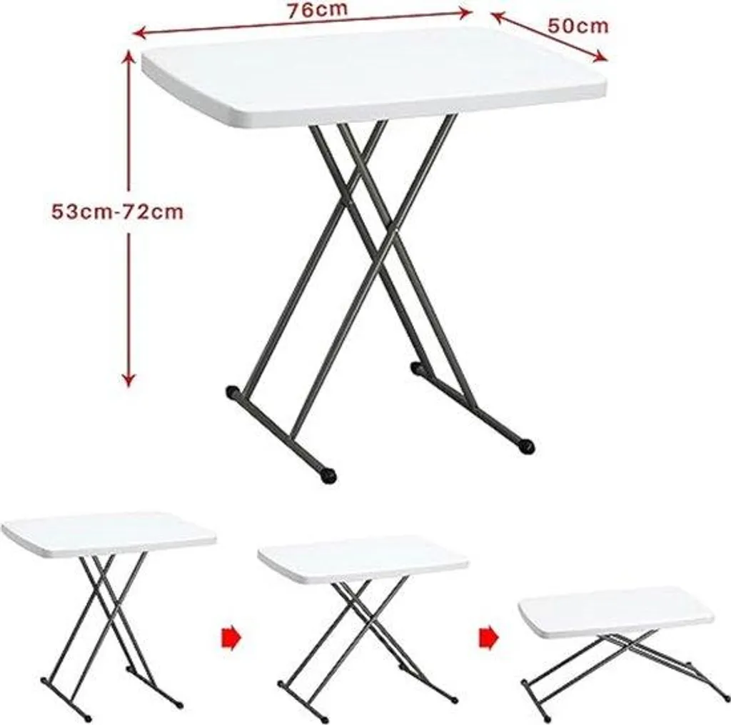 Table de balcon réglable 76 x 50 x 72 cm blanche - Support suspendu Acier