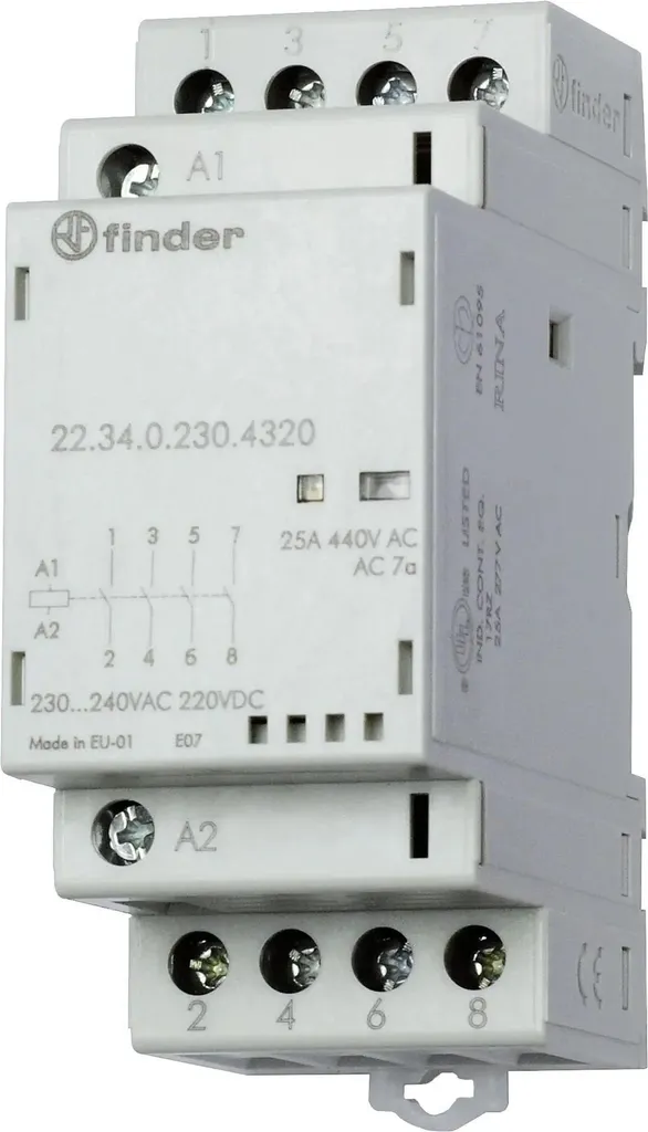 Contacteur modulaire Finder 22.34.0.230.4320 - 25A 4 NO 230V AC/DC