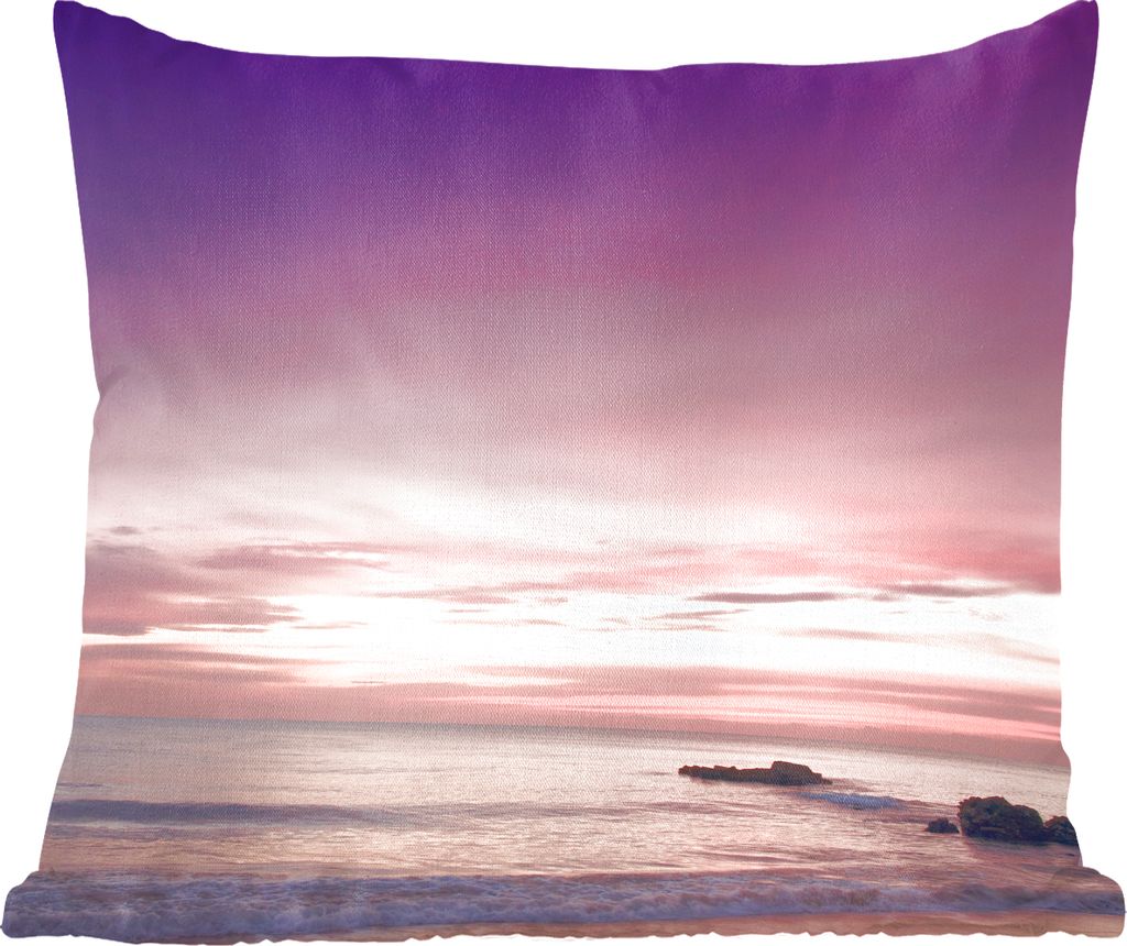 MuchoWow Zierkissen Sofakissen Wohnzimmer Dekokissen 60x60 cm Himmel - Lila - Meer - Sitzfläche - Foto Polster