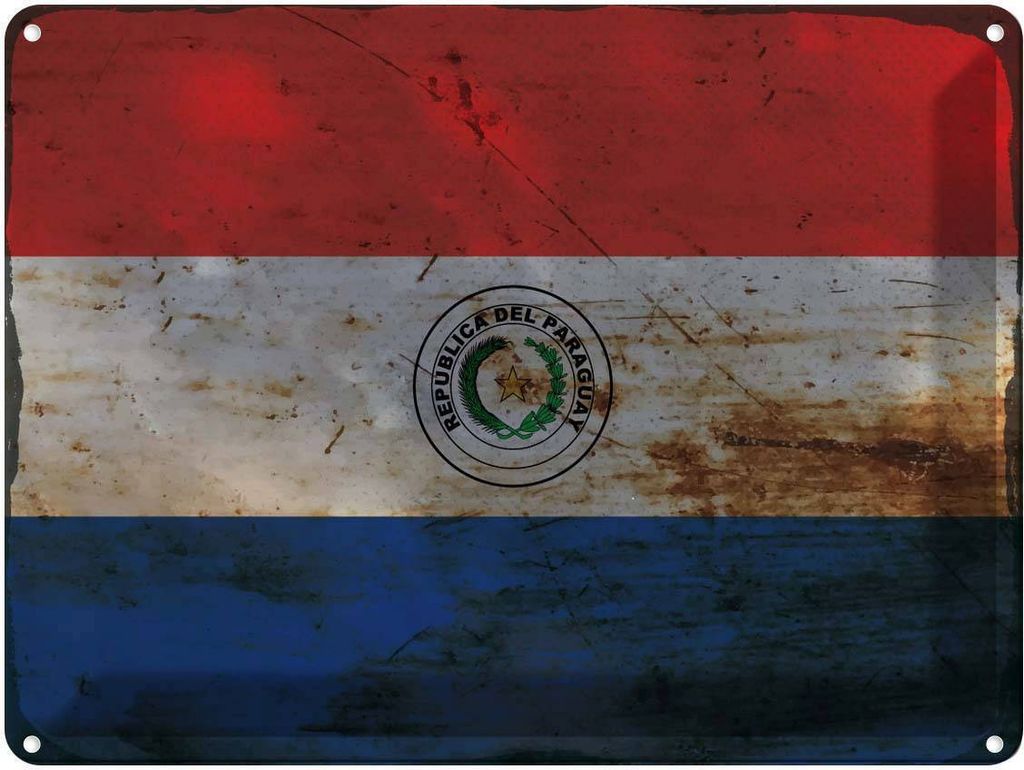 vianmo Blechschild 30x40 cm Paraguay Flagge Fahne Wappen
