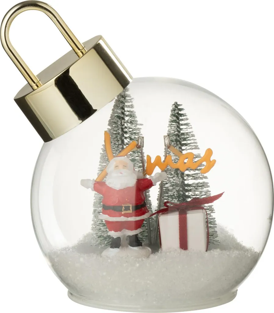 Boule de Noël LED en verre décor Père Noël rouge et blanc J-Line S