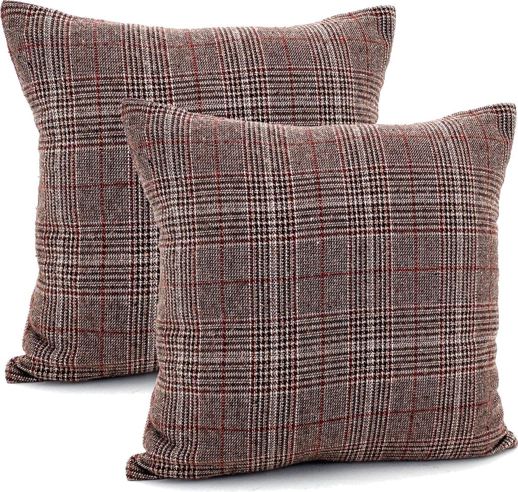 Heimtexland ® 2er Set Dekokissen Wolle Tartan kariert cosy Produktbild 