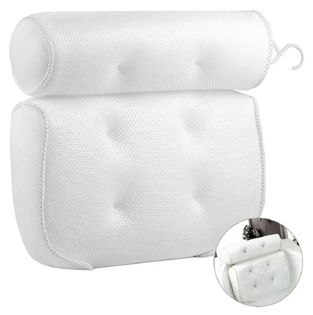 Coussin de Baignoire Spa Ivoire à Ventouses pour Nuque et Dos Relax
