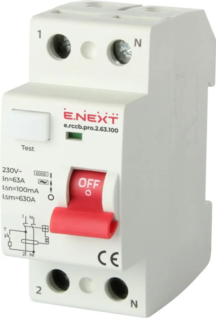 Interrupteur différentiel 63A type AC bipolaire pour réseau électrique