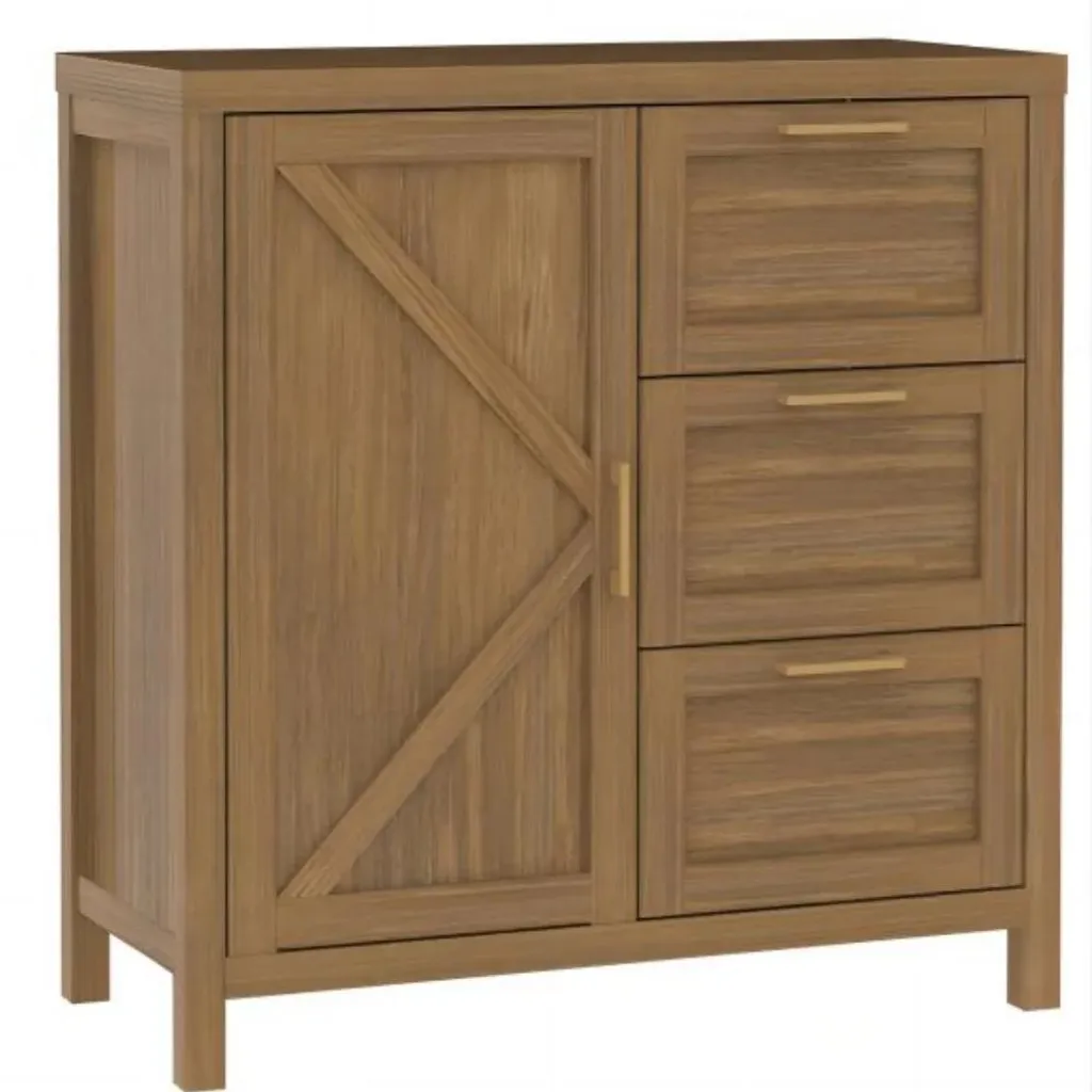 Buffet de rangement en bois à 1 porte et 3 tiroirs pour cuisine et séjour