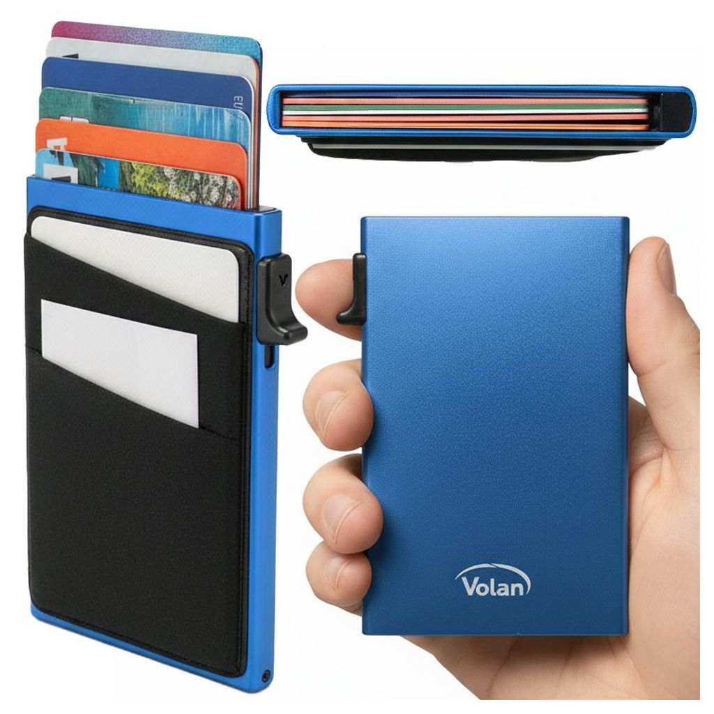 Kreditkartenetui Kartenhülle Slim - RFID NFC Schutz Blocking Schutzhülle Blocker | Aluminiumlegierung - bis zu 6 Kreditkarten | VOLAN