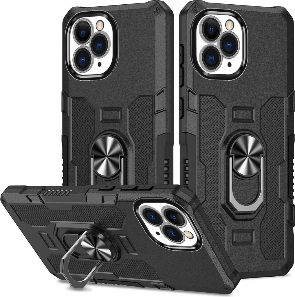 custodia per iPhone 11 Pro, resistente custodia a doppio strato con supporto ad anello e supporto per iPhone 11 Pro nero