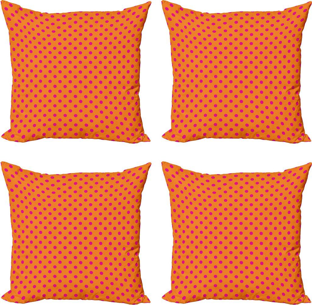 ABAKUHAUS Orange und Rosa Kissenbezug Set (4 Stück), Abstrakte Tupfen, Moderner Doppelseitiger Digitaldruck, 50 cm x 50 cm, Orange und Rosa