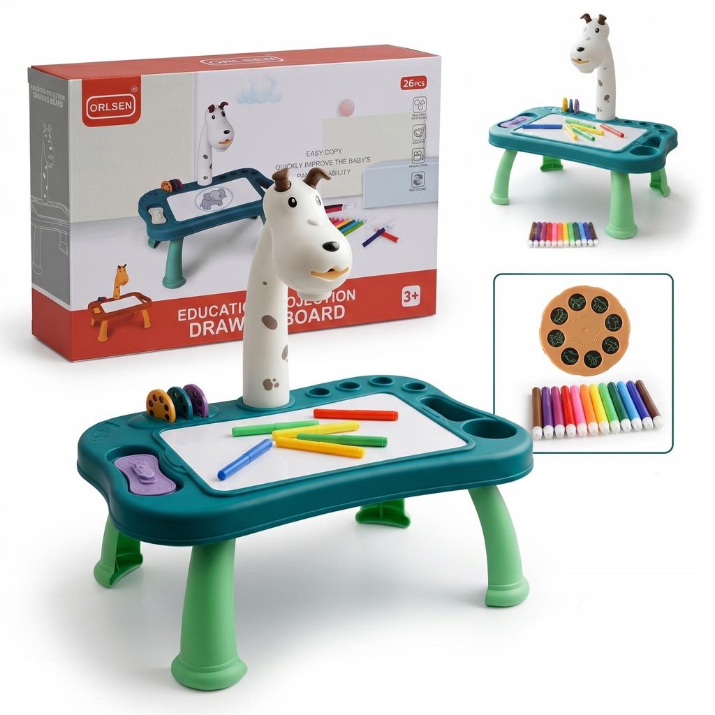 Kinder Zeichenprojektor Maltisch mit 48 Motiven & 12 Produktbild 