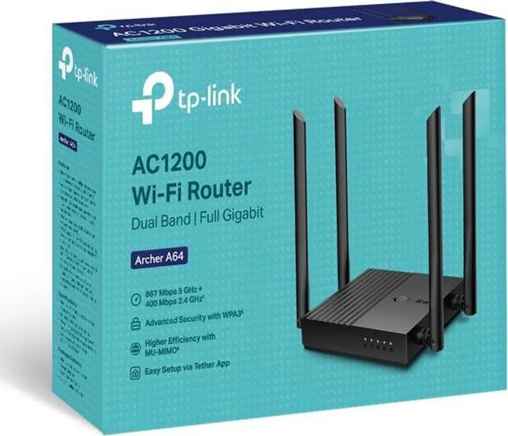 Routeur WiFi Double Bande AC1200 TP-Link Archer A64 Ethernet Gigabit