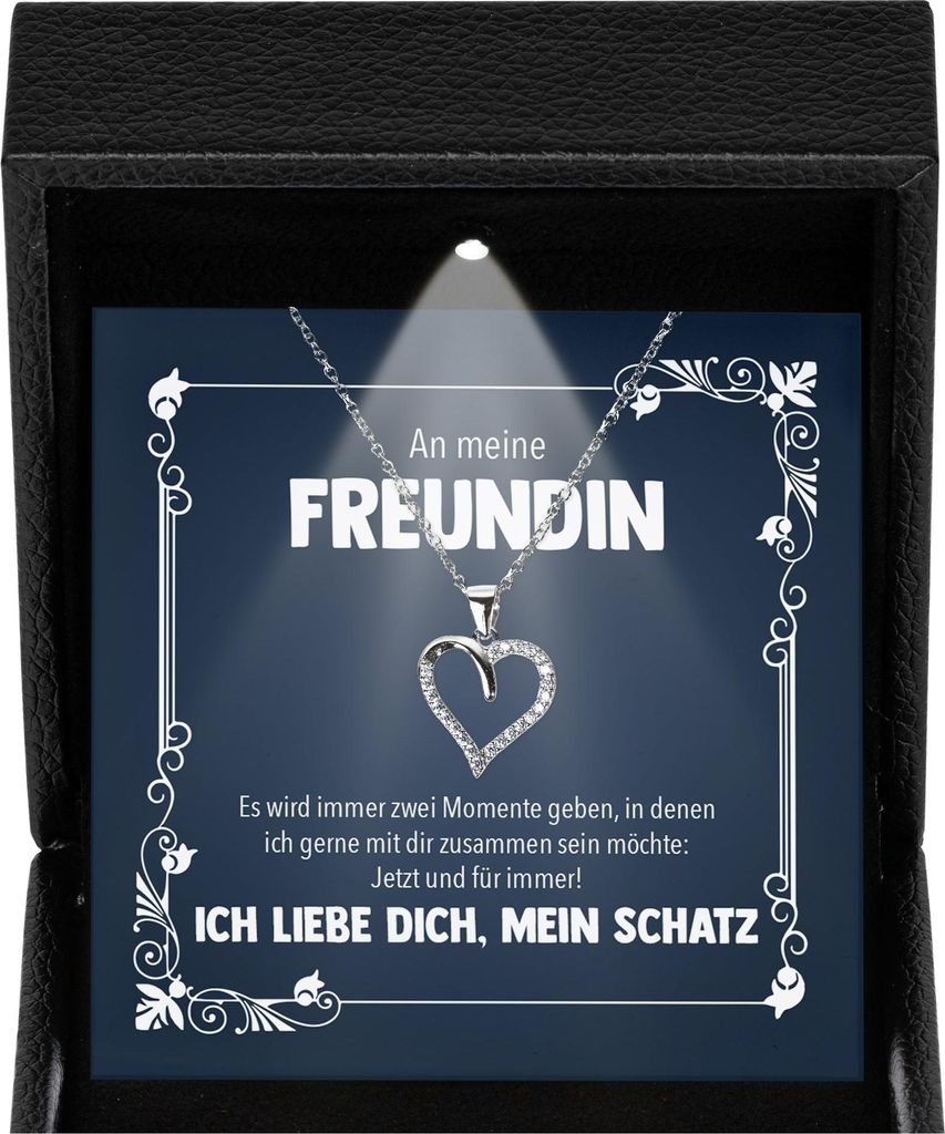 22Feels Freundin Ich Liebe Dich Geschenk Frauen Schmuck - Silber 925/000 Herz Halskette - Damen Valentinstag für Sie Jahrestag Schatz - Karte Prem...