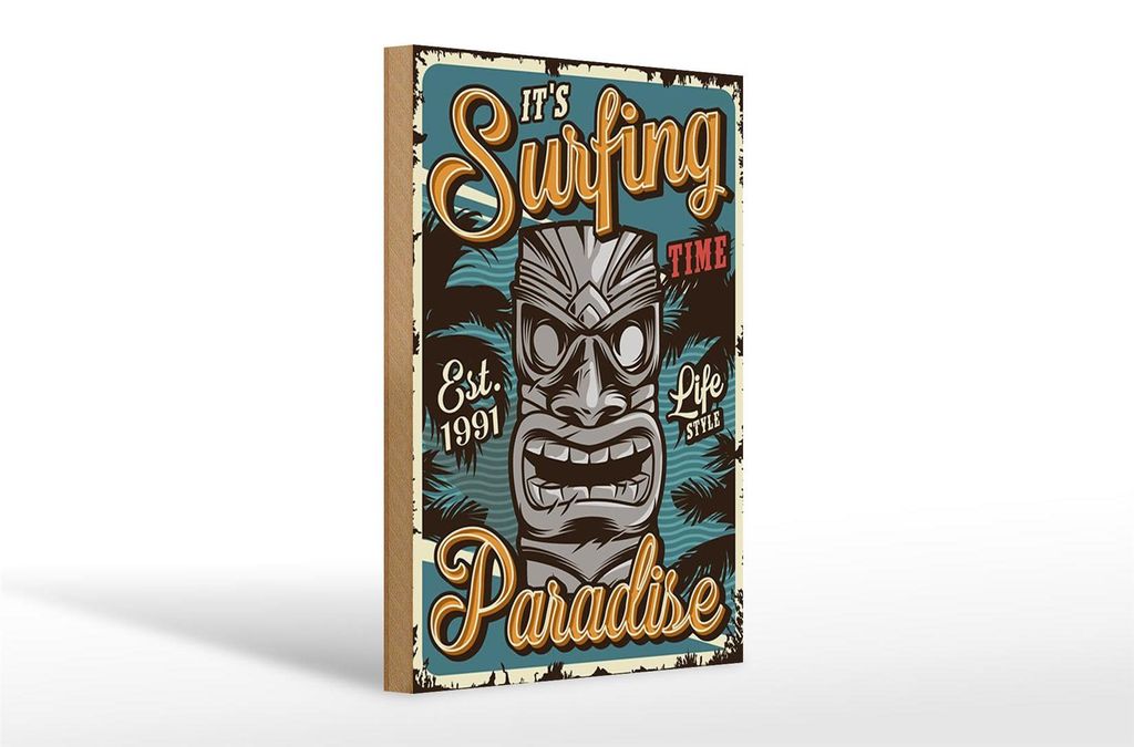 Holzschild Hawaii 20x30cm it ́s Surfing time Paradise
