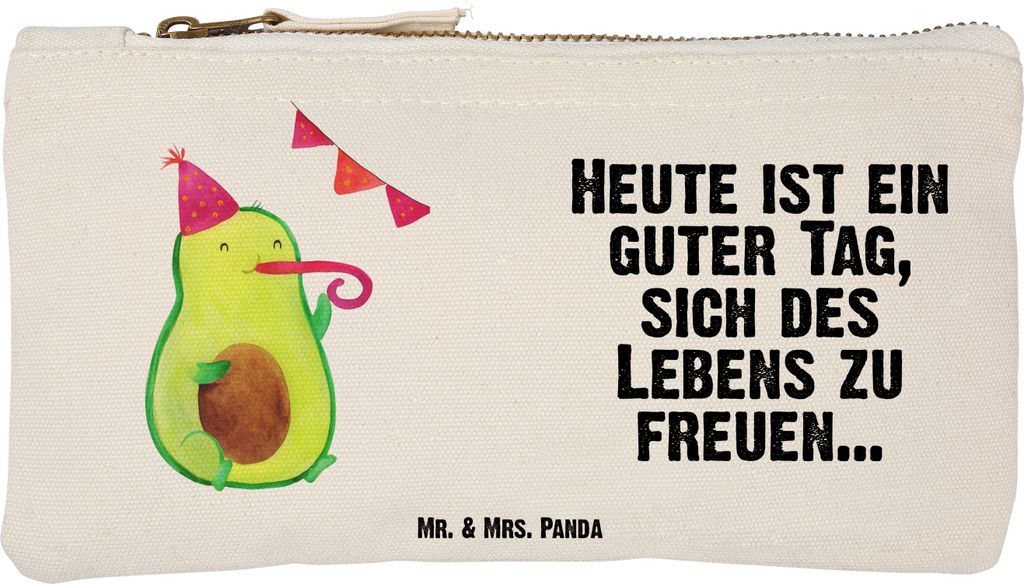 Mr. & Mrs. Panda Kulturbeutel Avocado Party Größe S Klein - Weiß - Geschenk, Happy Birthday, Etui, Prüfung, Federmappe, kosmetiktäschchen, Geb...
