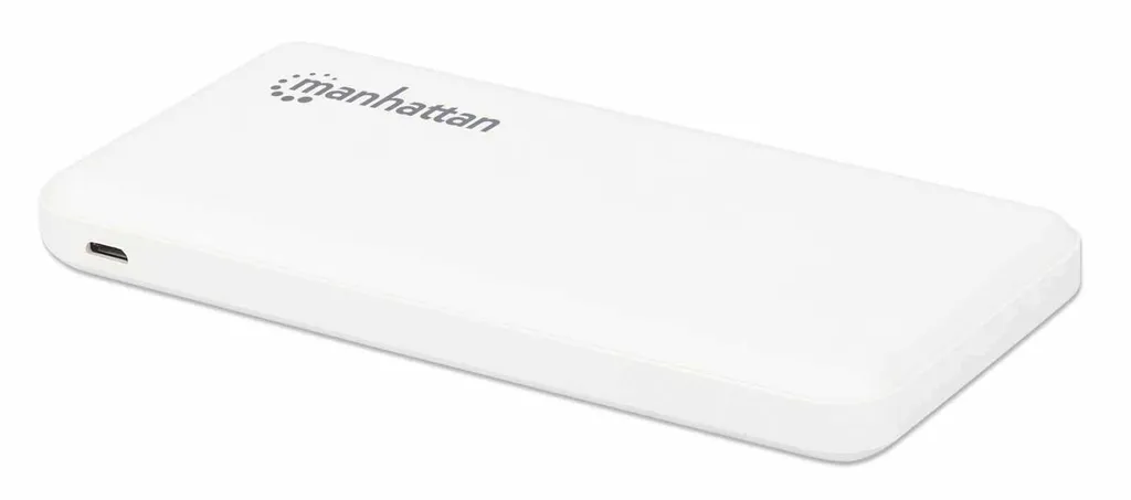Batterie de secours 10.000 mAh Manhattan idéale voyage USB-C blanc 2A